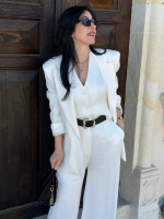 Beyaz Basic Ceket Pantalon Takım