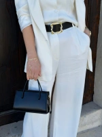Beyaz Basic Ceket Pantalon Takım