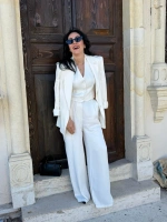 Beyaz Basic Ceket Pantalon Takım