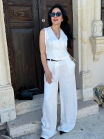 Beyaz Basic Ceket Pantalon Takım