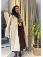 Krem Oversize Uzun Kürk