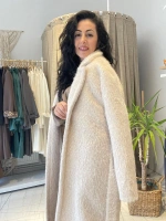 Krem Oversize Uzun Kürk
