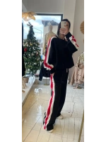 Siyah-Kırmızı Seritli Oversize Eşoftman Takım