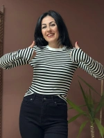Siyah Beyaz Çizgili Uzun Kollu Budy