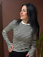Siyah Beyaz Çizgili Uzun Kollu Budy