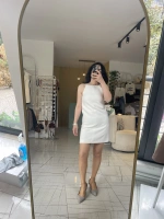 Beyaz Kısa Elbise Halter Yaka
