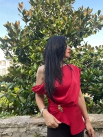 Quzu saten bluz kırmızı