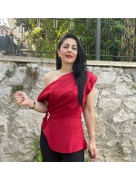 Quzu saten bluz kırmızı
