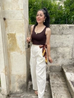 Massimo taşlı balon pantolon beyaz