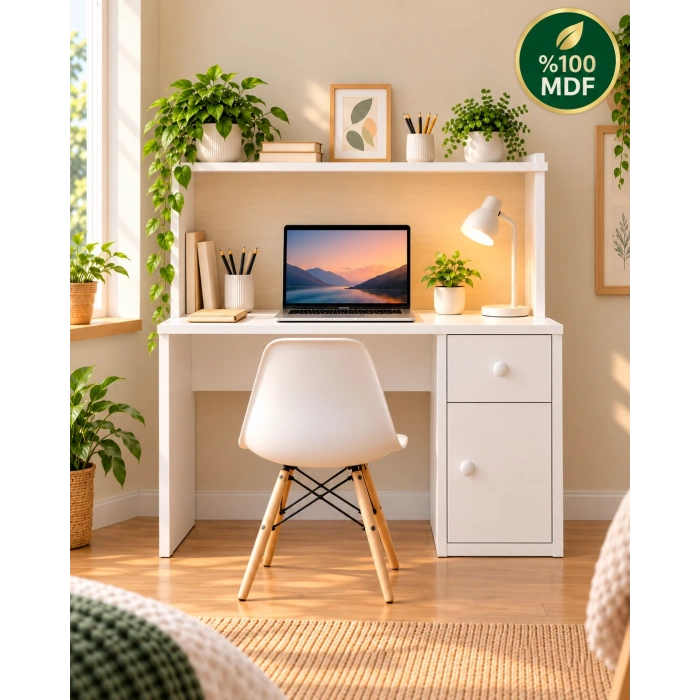 %100 MDF Çekmeceli ve Dolaplı Çalışma Masası