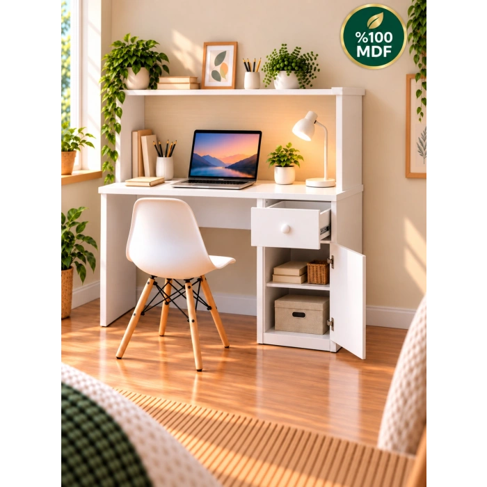 %100 MDF Çekmeceli ve Dolaplı Çalışma Masası