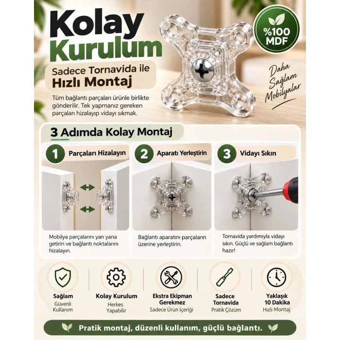 %100 MDF Çekmeceli ve Dolaplı Çalışma Masası