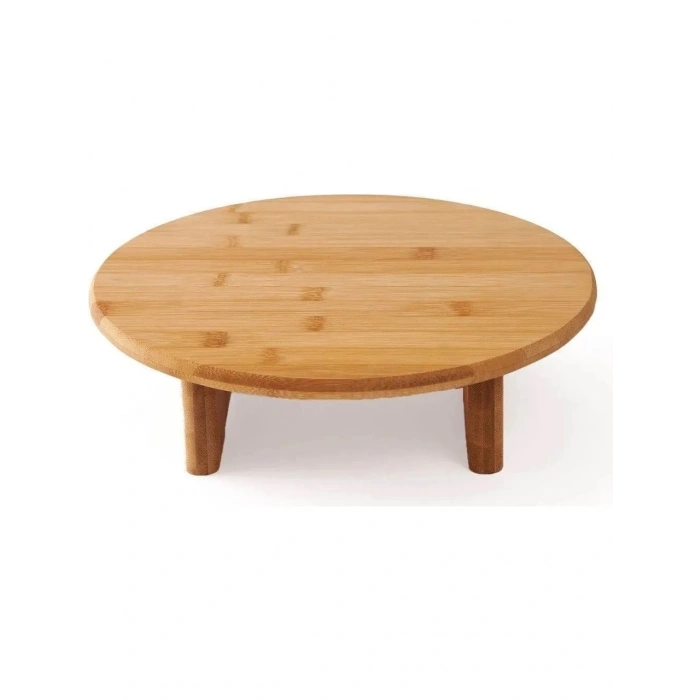 Bambu Yuvarlak Kesme Tahtası Ayaklı 32 x 32 x 7 cm