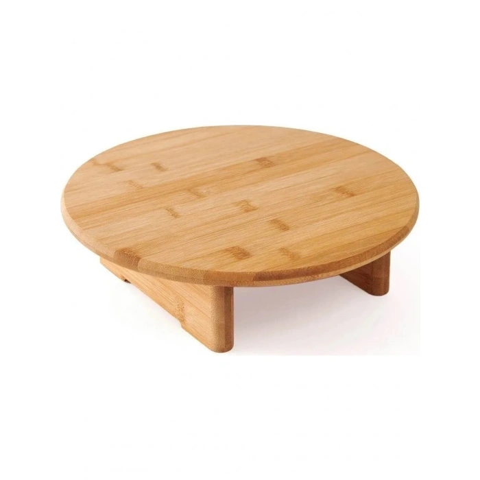 Bambu Yuvarlak Kesme Tahtası Ayaklı 30 x 30 x 7
