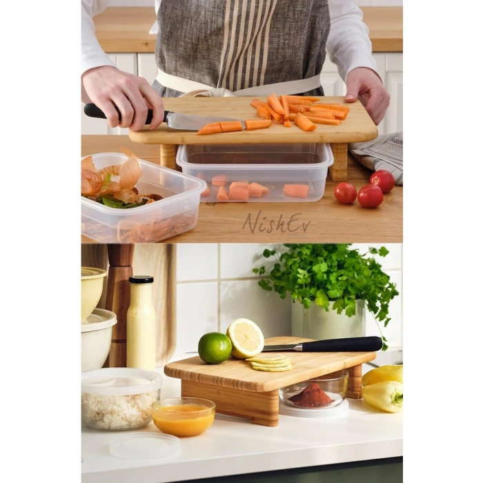 Bambu Ayaklı Kesme Tahtası 35 x 22 x 7 cm