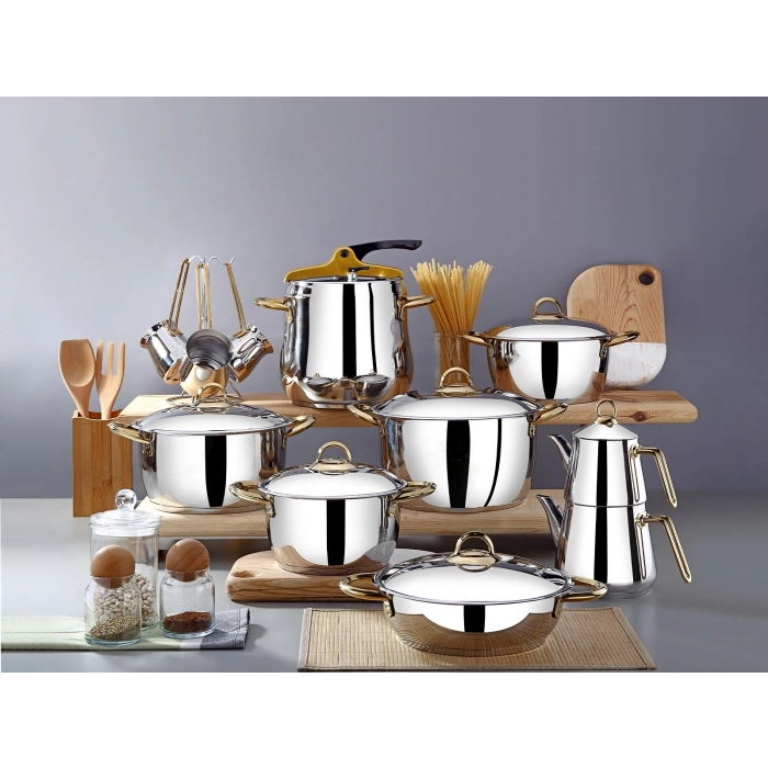 Gümüşer Gold Çeyiz Seti - 20 Parça - Paslanmaz Çelik 304 Kalite