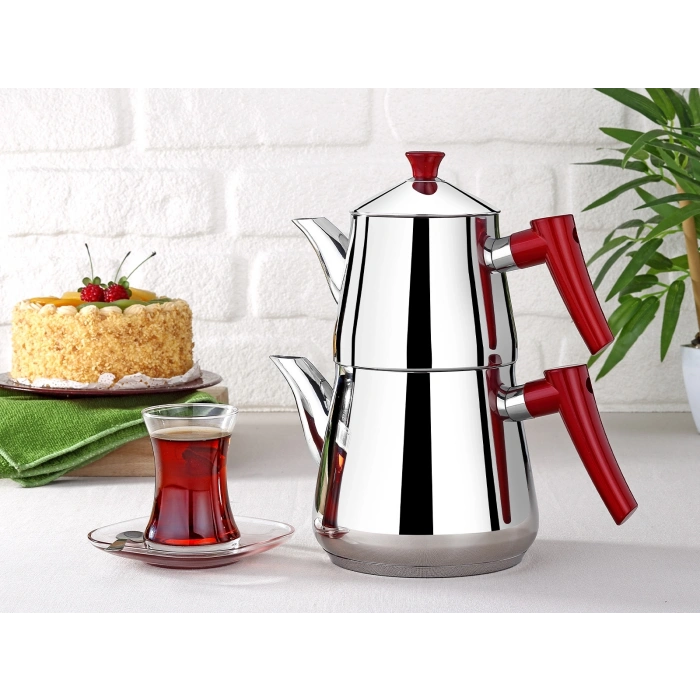 Gümüşer Piramit Çaydanlık Orta 1,0 / 1,8 Lt - Paslanmaz Çelik 304 Kalite