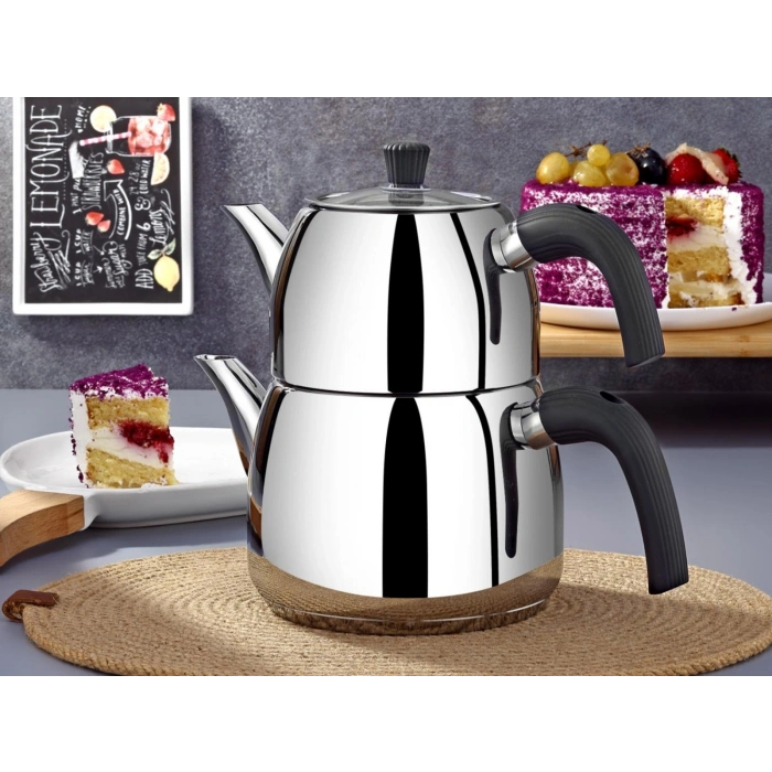 Gümüşer Şehrazad Çaydanlık 1,0 / 1,8 Lt - Paslanmaz Çelik 304 Kalite