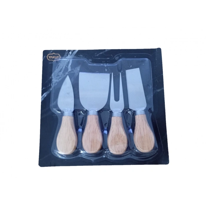 Yakut Bambu saplı 4 Parça Çelik Peynir Bıçak Seti