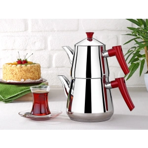 Gümüşer Aile Pramit Çaydanlık 1,3 / 2,5 Lt - Paslanmaz Çelik 304 Kalite