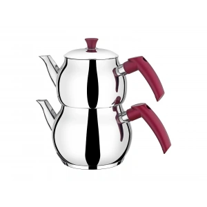 Viola Mini Küre Çaydanlık 0,8 / 1,2 Lt Bordo Bakalit Kulplu