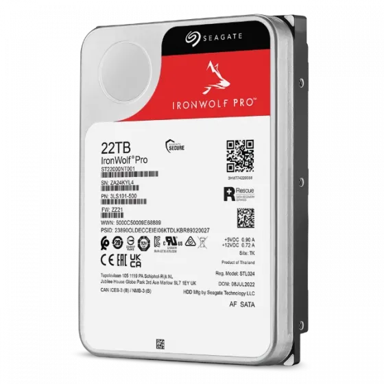 22TB SEAGATE IRONWOLF 7200 512M NAS ST22000NT001