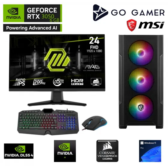 BDT AMD Ryzen 5 5600 / 16GB 3200MHz / 512GB SSD / RTX3050 6GB / MSI 24 200Hz. / OEM Parça Paketi