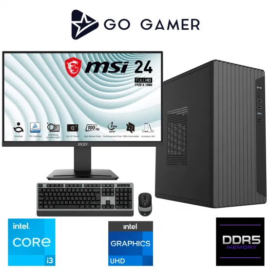 Go Gamer E21DF Intel Core i3 14100 / 32GB DDR5 / 512GB SSD / Intel UHD Graphics / MSI 24 / OEM Ev Ofis Paket