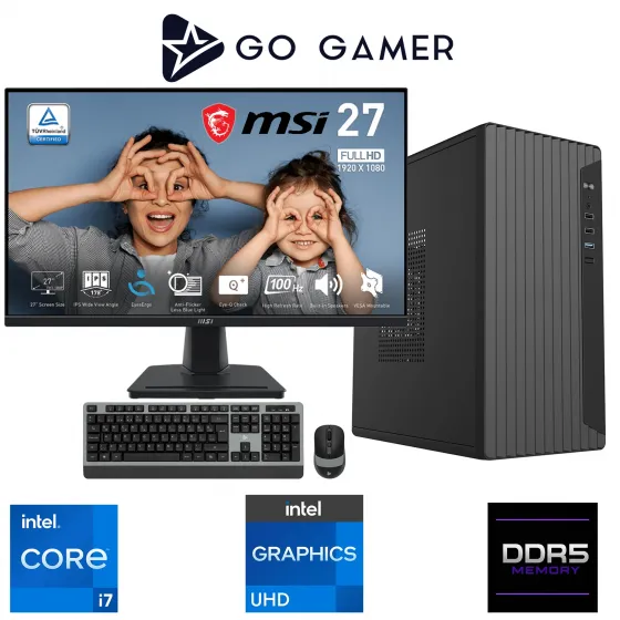 Go Gamer E481DF Intel Core i7 14700 / 64GB DDR5 / 2TB SSD / Intel UHD Graphics / MSI 27 100Hz. / OEM Ev Ofis Paket