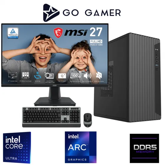 Go Gamer E493DF Intel Core Ultra 7 265 / 64GB DDR5 / 2TB SSD / Intel HD ARC XE2 Integrated Graphics / MSI 27 100Hz. / OEM Ev Ofis Paket