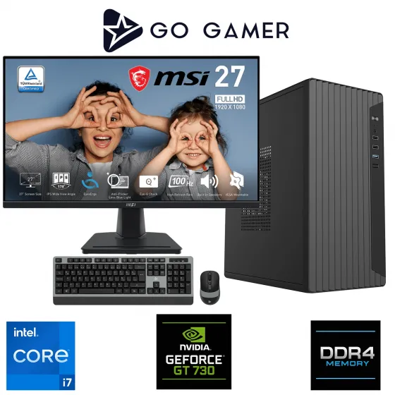 Go Gamer E519D Intel Core i7 13700F / 32GB DDR4 / 1TB SSD / Nvidia GT730 4GB / MSI 27 100Hz. / OEM Ev Ofis Paket