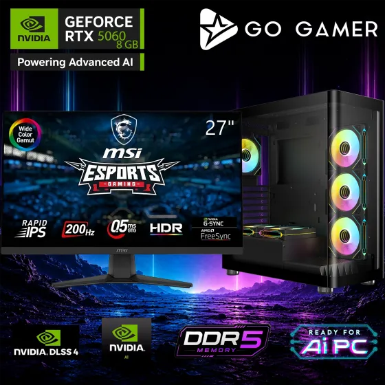 Go Gamer E587DP Intel Core i7 13700F / 32GB DDR5 / 2TB SSD / RTX5060 8GB / MSI 27 200Hz. 0.5MS / OEM Gaming Paket
