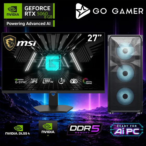 Go Gamer E612DF Intel Core i7 14700F / 32GB DDR5 / 2TB SSD / RTX5060 8GB / MSI 27 180Hz. / OEM Gaming Paket
