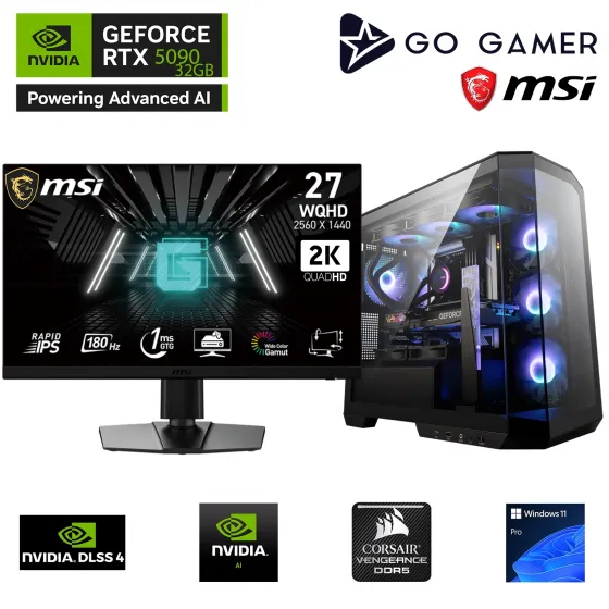 Go Gamer GA2389DP AMD Ryzen 9 9950X3D / 128GB DDR5 6000Mhz / 2TB NVMe SSD 7300-7000MB-sn / RTX 5090 32GB / 360mm Sıvı Soğutma / X870 Gaming / MSI 27 2K 180Hz. / Windows 11 Pro Masaüstü Bilgisayar