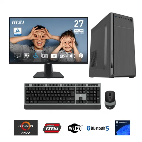 Go Gamer GA637D AMD Ryzen 7 8700G / 16GB DDR5 5200MHz / 512GB NVMe SSD / MSI 27 100Hz. / Windows 11 Pro Masaüstü Bilgisayar