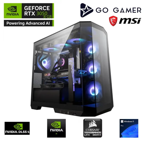 Go Gamer GA654DP AMD Ryzen 7 5700X / 16GB 3200MHz / 1TB NVMe SSD 5000-3600MB-sn Gen4 / RTX3050 8GB / MSI 27 180Hz. / Windows 11 Pro Masaüstü Bilgisayar