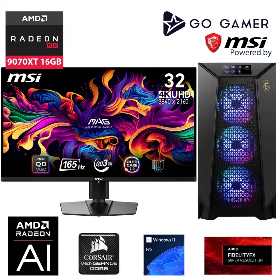 Go Gamer PS46D Intel Core Ultra 9 285K / 64GB 6000MHz DDR5 Ram / 2TB NVMe Gen5 SSD 14000-14700MB-sn / RX 9070 XT 16GB / 360mm Sıvı Soğutma / Z790 Gaming / MSI 31.5 OLED 4K / Windows 11 Pro Masaüstü Bilgisayar
