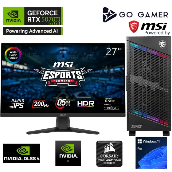 Go Gamer S1006DK Intel Core i7 14700KF / 32GB 6000MHz DDR5 / 1TB NVMe SSD 7300-6000MB-SN Gen4 / RTX5070Ti 16 / 360mm Sıvı Soğutma / MSI 27 200Hz / Windows 11 Pro Masaüstü Bilgisayar