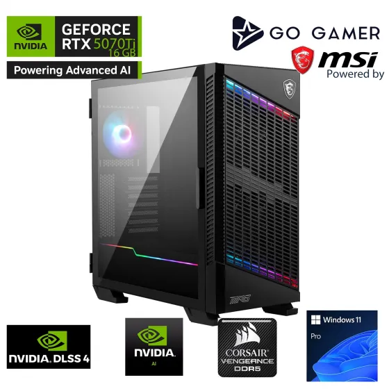 Go Gamer S1007DK Intel Core i7 14700KF / 32GB 6000MHz DDR5 / 2TB NVMe SSD 7300-7000MB-SN Gen4 / RTX5070Ti 16 / 360mm Sıvı Soğutma / MSI 27 200Hz / Windows 11 Pro Masaüstü Bilgisayar