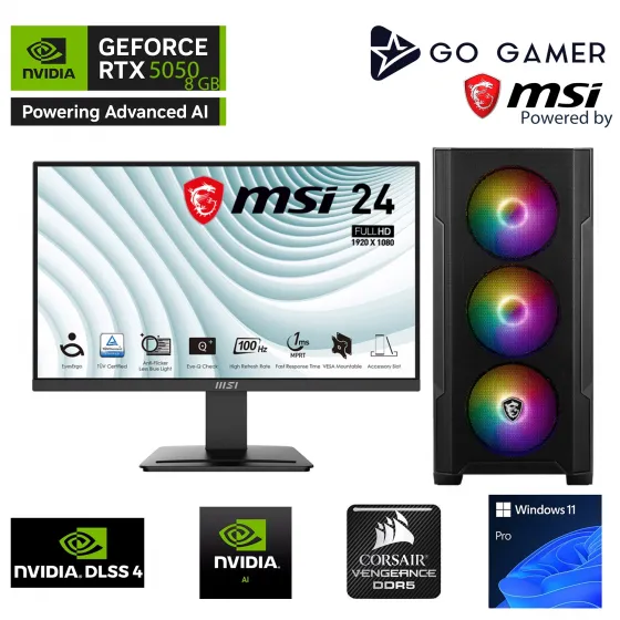Go Gamer S156D Intel Core i3 14100F / 32GB DDR5 5200MHz / 1TB NVMe SSD 5000-3600MB-sn / RTX5050 8GB / MSI 24 / Windows 11 Pro Masaüstü Bilgisayar