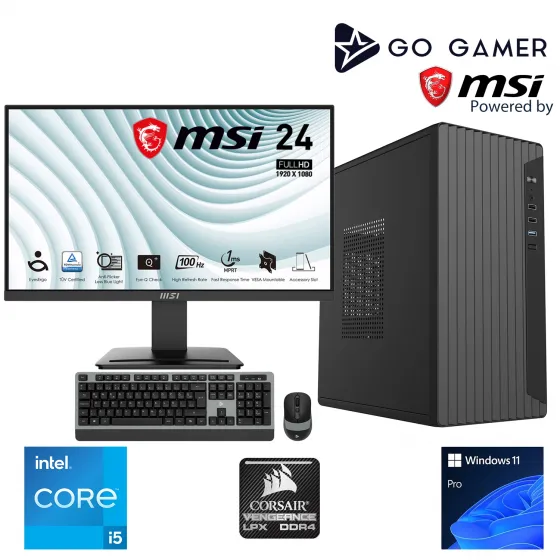 Go Gamer S174D Intel Core i5 11400 / 16GB 3200MHz / 1TB NVMe SSD 5000-3600MB-SN Gen4 / MSI 24 100Hz. / Windows 11 Pro Masaüstü Bilgisayar