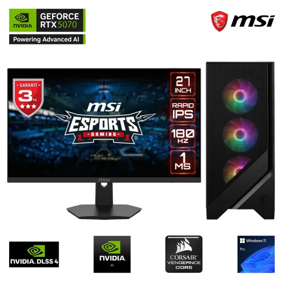 Go Gamer S17DK i7 14700KF / 32GB 6000MHz DDR5 Ram / 1TB SSD GEN4 / RTX5070 12GB / 240mm Sıvı Soğutma / 27 180Hz. / B760 MSI Oyuncu Bilgisayarı