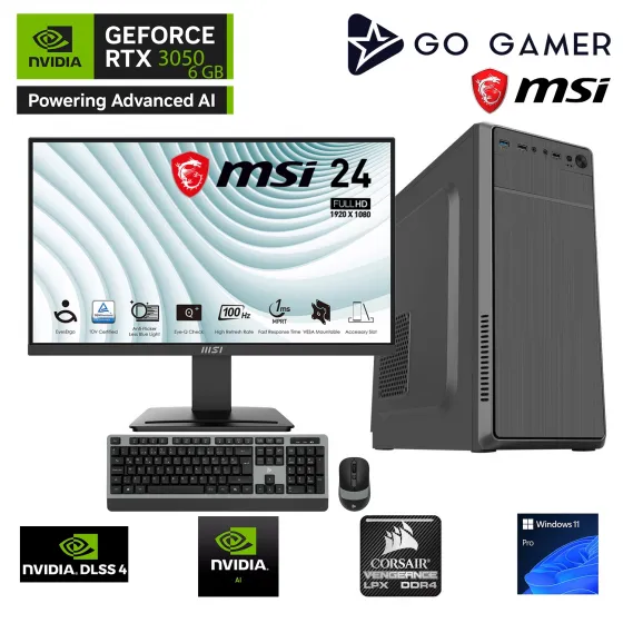 Go Gamer S245D Intel Core i5 13400F / 16GB 3200MHz / 512GB NVMe SSD 3300-3100MB-sn / RTX3050 6GB / MSI 24 100Hz. / Windows 11 Pro Masaüstü Bilgisayar