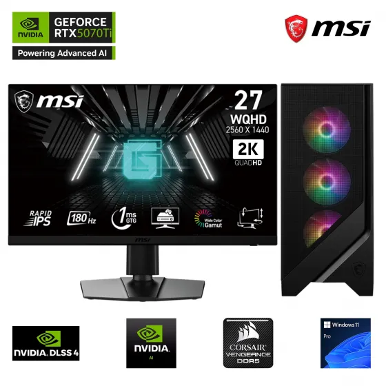 Go Gamer S30DK i9 14900KF / 32GB 6000MHz DDR5 Ram / 1TB SSD GEN4 / RTX5070Ti 16GB / 240mm Sıvı Soğutma / 27 2K 180Hz. / B760 MSI Oyuncu Bilgisayarı