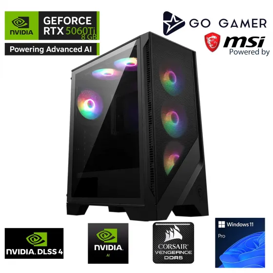 Go Gamer S465 Intel Core i5 14400F / 32GB DDR5 5200MHz / 2TB NVMe SSD 6000-5000MB-SN Gen4 / RTX5060Ti 8GB / Windows 11 Pro Masaüstü Bilgisayar