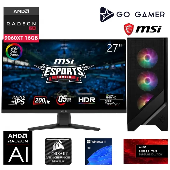 Go Gamer S554D Intel Core i5 14600KF / 32GB DDR5 5200MHz / 2TB NVMe SSD 6000-5000MB-SN Gen4 / RX9060 XT 16GB / 240mm Sıvı Soğutma / MSI 27 200Hz. / Windows 11 Pro Masaüstü Bilgisayar