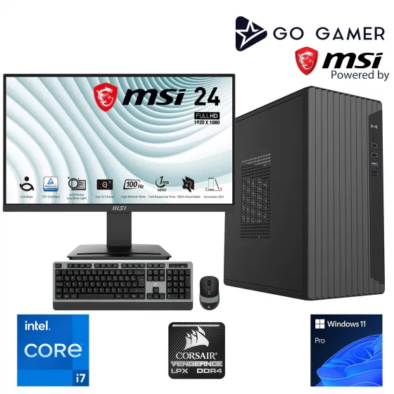Go Gamer S611D Intel Core i7 14700F / 16GB 3200MHz / 512GB NVMe SSD / GT730 2GB / MSI 24 100Hz / Windows 11 Pro Masaüstü Bilgisayar