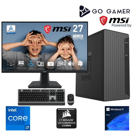 Go Gamer S640D Intel Core i7 14700 / 64GB 5200MHz DDR5 / 1TB NVMe SSD 5000-3600MB-SN Gen4 / MSI 27 100Hz / Windows 11 Pro Masaüstü Bilgisayar