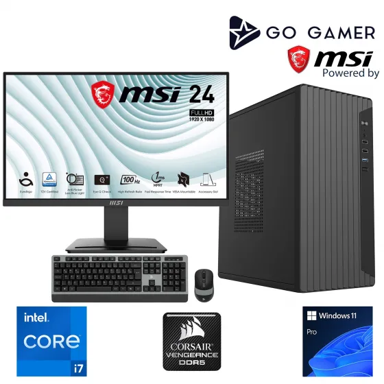 Go Gamer S645D Intel Core i7 12700F / 16GB 5200MHz DDR5 / 1TB NVMe SSD 5000-3600MB-SN Gen4 / GT730 2GB / MSI 24 100Hz / Windows 11 Pro Masaüstü Bilgisayar