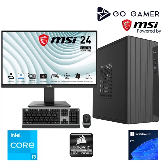Go Gamer S70D Intel Core i3 13100F 32GB 1TB SSD GT730 MSI 24 / Windows 11 Pro Masaüstü Bilgisayar